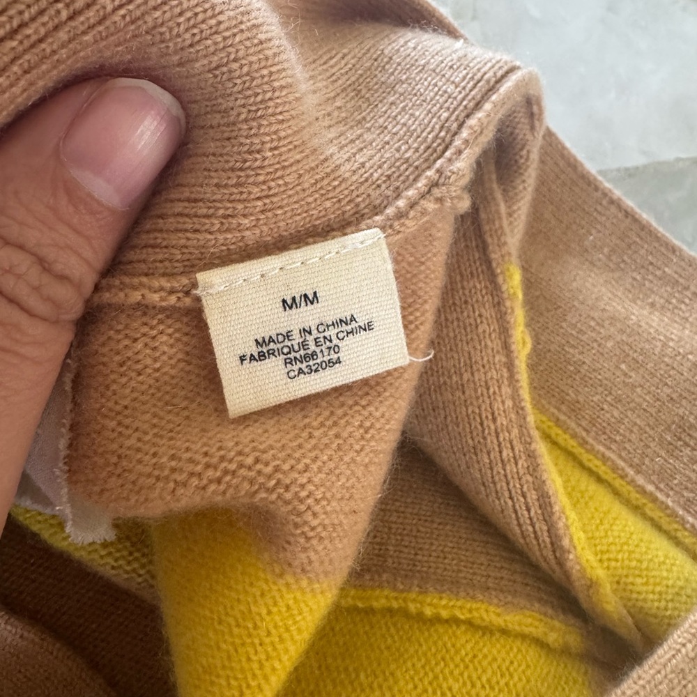 Anthropologie Cashmere Striped Yellow and Tan Sweater Dress M - Picture 6 of 6